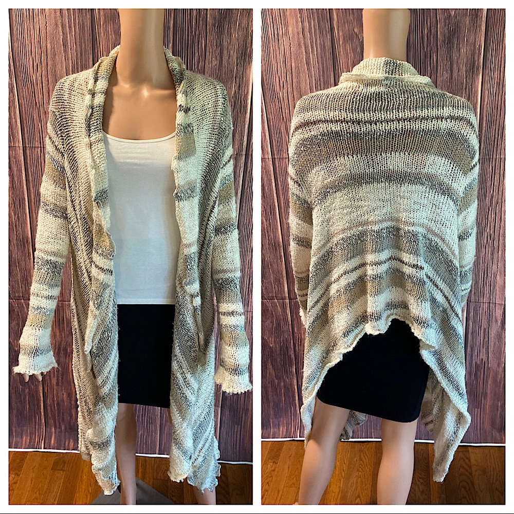 Boston Proper size small part linen cream gray & tan tribal print boho